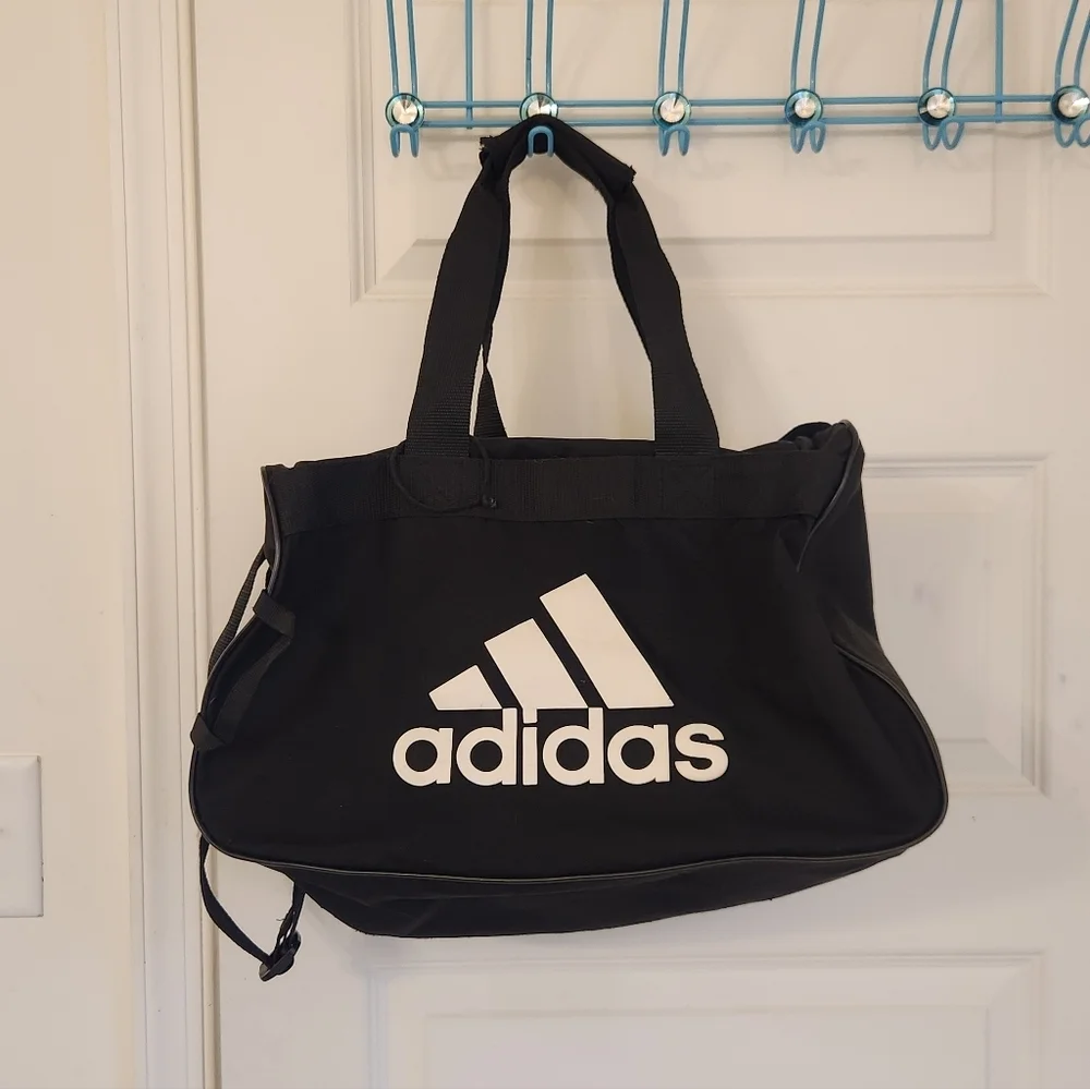 Adidas Duffle Gym Bag Black White Logo #A895